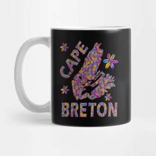 Flowery Map of Cape Breton Nova Scotia Canada Mug